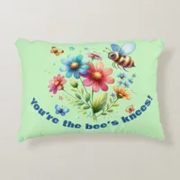 Floral Watercolor Monogram You're the Bee's Knees  Accent Pillow