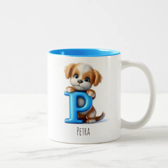 Letter P Dog Alphabet Monogram Coffee Mug