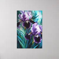 *~* Purple Irises  Flower Artsy Iris Painting AP84 Canvas Print