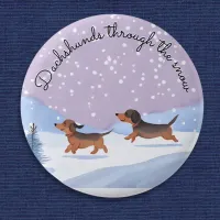 Cute Christmas Dachshunds Snow Sausage Dogs Doxie Button