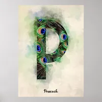 P is For Peacock Poster