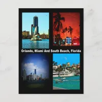 Orlando, Miami, South Beach Collage Postcard