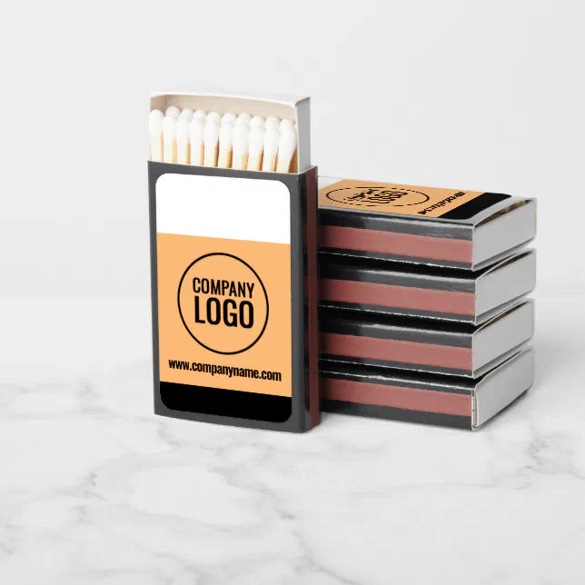 Modern White Peach Black Company Logo Website Matchboxes