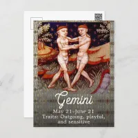 Gemini the Twins Zodiac Sign Birthday Party Postcard