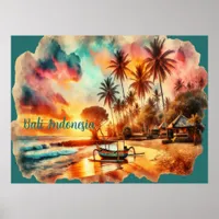 Watercolor Sketch Bali Indonesia Tropical | Poster