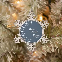 Groovy Retro Stars Best Dad Ever  Snowflake Pewter Christmas Ornament