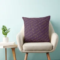 Purple Gold Christmas Typography Pattern#36 ID1009 Throw Pillow