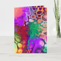 Red, Green Purple Colorful Digital Fluid Art Blank Card