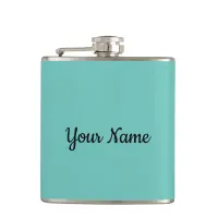 Custom Your Name Slogan Photo Artwork Green Blue Flask