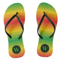 Rasta Flag Colors Monogram Flip Flops