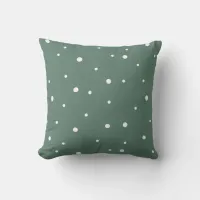 Green and White Polka Dot Throw Pillow