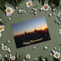 Happy Retirement New York City Skyscrapers Sunset Card