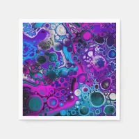 Purple, Blue Modern Abstract Fluid Art Marble Cell Napkins