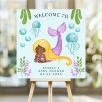 African Mermaid Ocean Baby Shower Welcome Foam Board