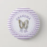 Purple Butterfly Grandma  to be baby shower button