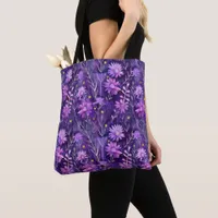 Purple Pink and Yellow Daisy Floral Pattern Tote Bag