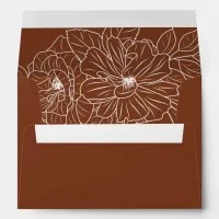 Terracotta Elegant Floral Sketch Wedding Envelope