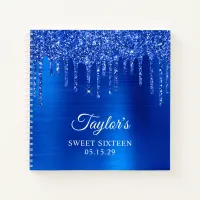 Dripping Royal Blue Glitter Glam Sweet Sixteen Notebook