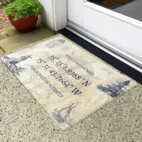 Vintage Lighthouse Nautical Coordinates  Doormat