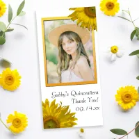 Yellow Sunflower Quinceanera Thank You Photo Card