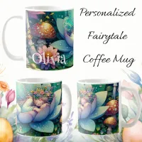 Fairy Sleeping on a Flower Fairytale Personalized Coffee Mug