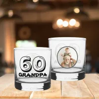 Happy 60th Birthday Grandpa Photo Whiskey Glass