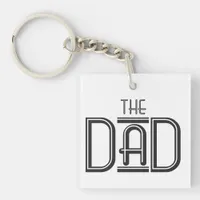 Personalized THE Dad Simple Black White Text  Keychain