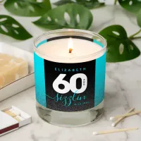 Modern Girly Ice Blue Glitter 60 and Sizzling Scented Candle