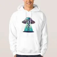 Ai Art with UFO Beaming up an Alien  Hoodie