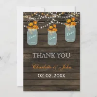 Barnwood fall leaves mason jars Thank You Invitation