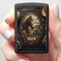 Carved Horse Farm Scene Zippo Lighter