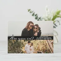 Modern Simple Script Two Photo Gallery QR CODE Save The Date