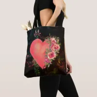  Pink Heart floral Tote Bag