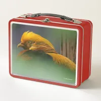 Emerging from the Green: Golden Pheasant Metal Lunch Box