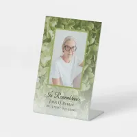 Green Hydrangea Floral Celebration of Life Funeral Pedestal Sign