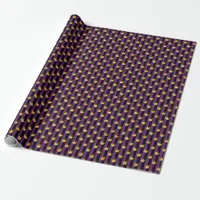 Faux Gold Crowns Purple Black Stripes Mardi Gras Wrapping Paper