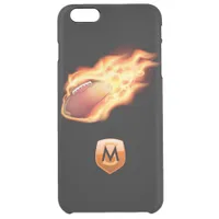 Football Flaming Black Customizable Monogrammed Clear iPhone 6 Plus Case