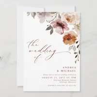 Terracotta Dusty Rose Floral Elegant Wedding Invitation