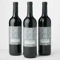 Zigzag Bird % Flower Pattern Wine Label