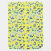 Under the Sea Blue Watercolor on yellow | Baby Blanket