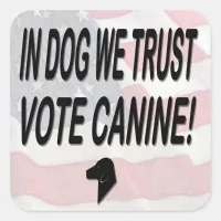 Vote Dog with American Flag Square Sticker