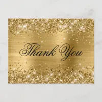 Glittery Gold Foil 21st Birthday Fancy Thank You Postcard