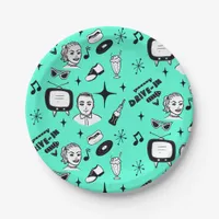 1950's Retro Graphics Nostalgic Birthday    Paper Plates