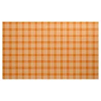 Gingham Checkered Burnt Orange and White Fabric