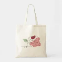 Lovely Rose Minimalist Line Art Tote Bag