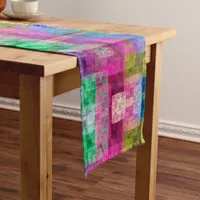 Abstract geometric pattern, blue, pink, modern  medium table runner