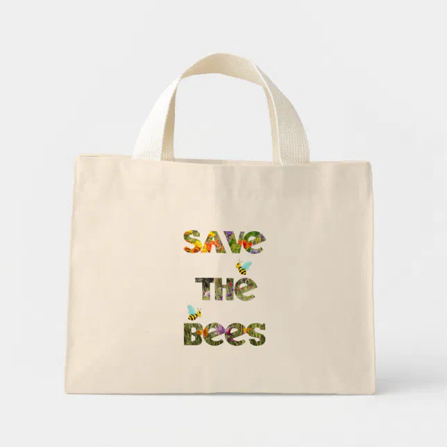Sauvez les abeilles (anglais) mini tote bag