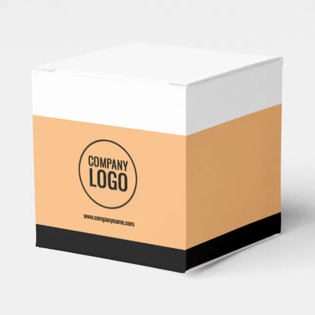 Modern White Peach Black Company Logo Website Favor Boxes