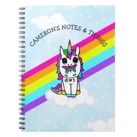 Personalized Unicorn, Butterfly and Rainbow Girl's Notebook