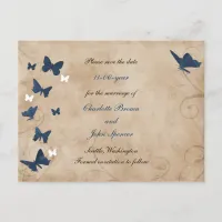 vintage butterfly wedding save the date announcement postcard